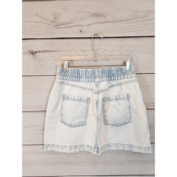 BDG Urban Outfitters Women's Acid Wash Elastic Waist Denim Mini Skirt Size L - Picture 2 of 6